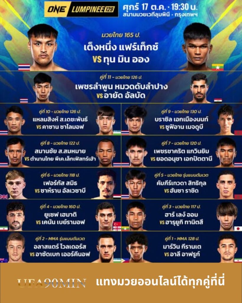 เปิดราคาแทงมวยออนไลน์ ONE ลุมพินี ที่ UFA90MIN.com
